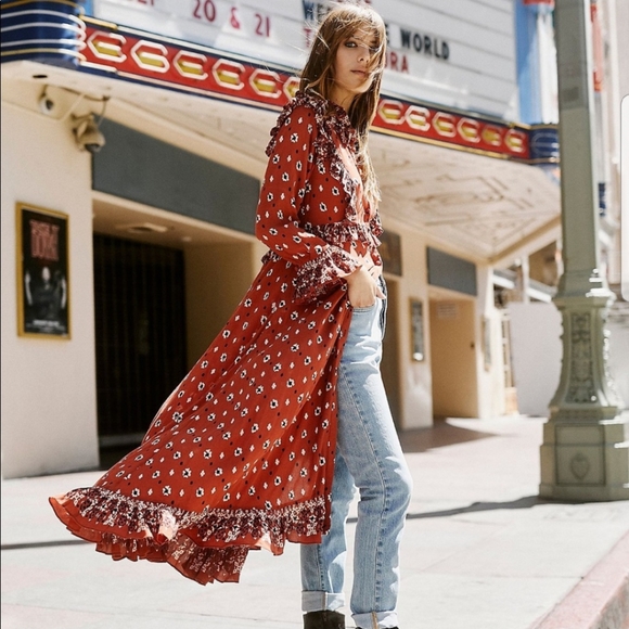 Free People Dresses & Skirts - NWT Free People Calico Skies Midi Dress Terracotta